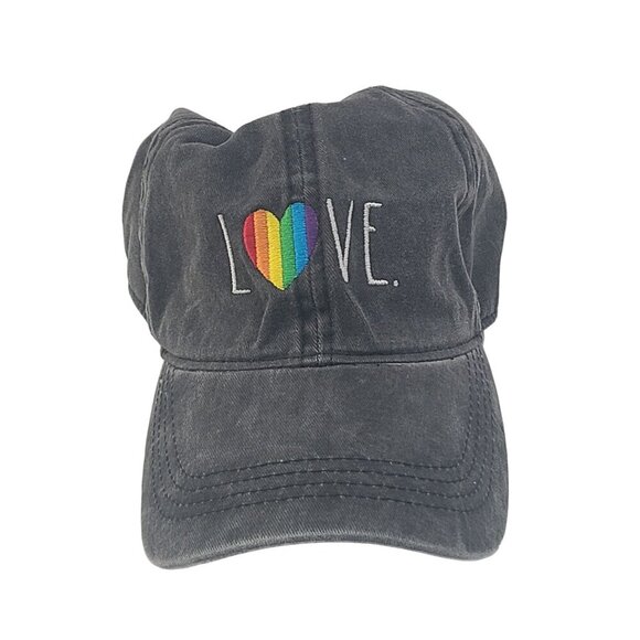 Rae Dunn "Love" Gray Stone Washed 100% Cotton Adjustable Baseball Dad Hat Cap - Picture 3 of 8